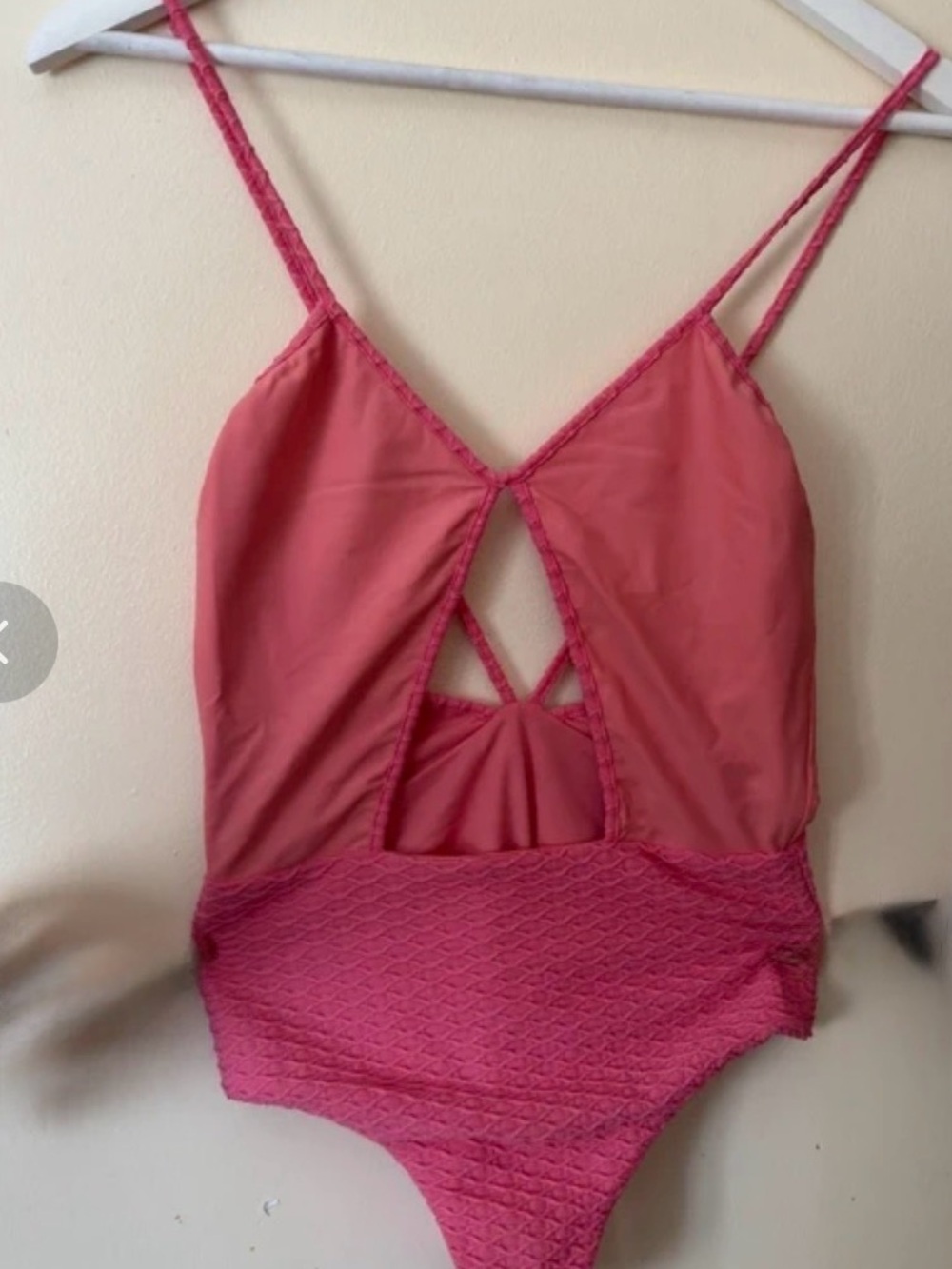 Maje Coral Pink Lace-Trim Bandeau Bodysuit